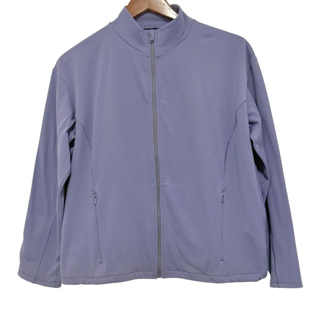 Spanx Smooth Brushed Full Zip Jacket Cinch Bottom Zip Pockets Size Large